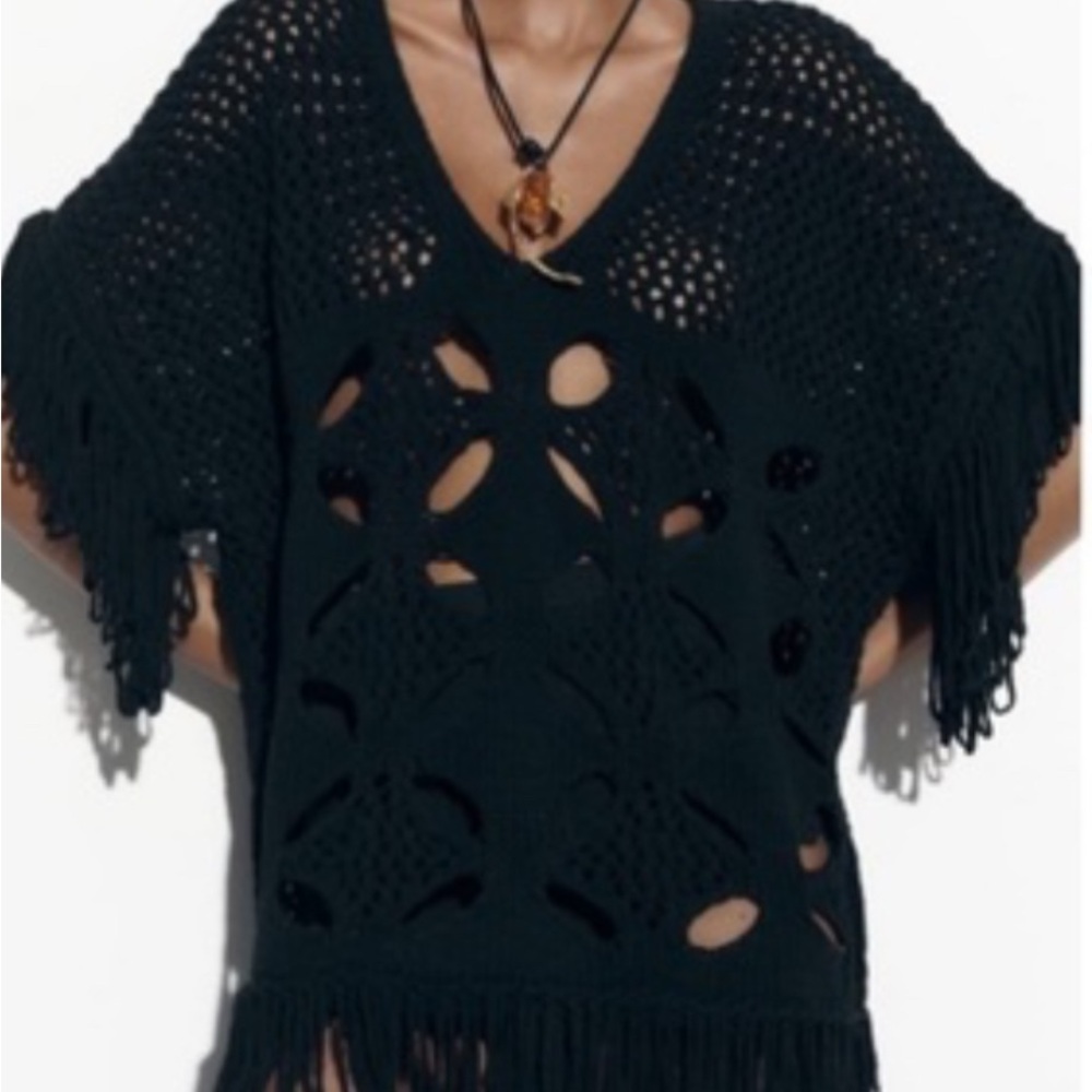 Black Fringe Zara coverup/dress